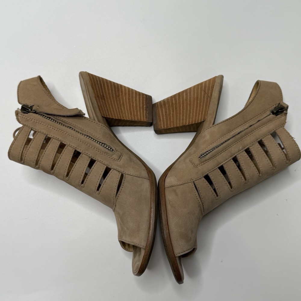 Paul Green Mindy Heels Sisal Nubuk Womens 7 Tan Suede Mule Shoes Sandals - Picture 7 of 14